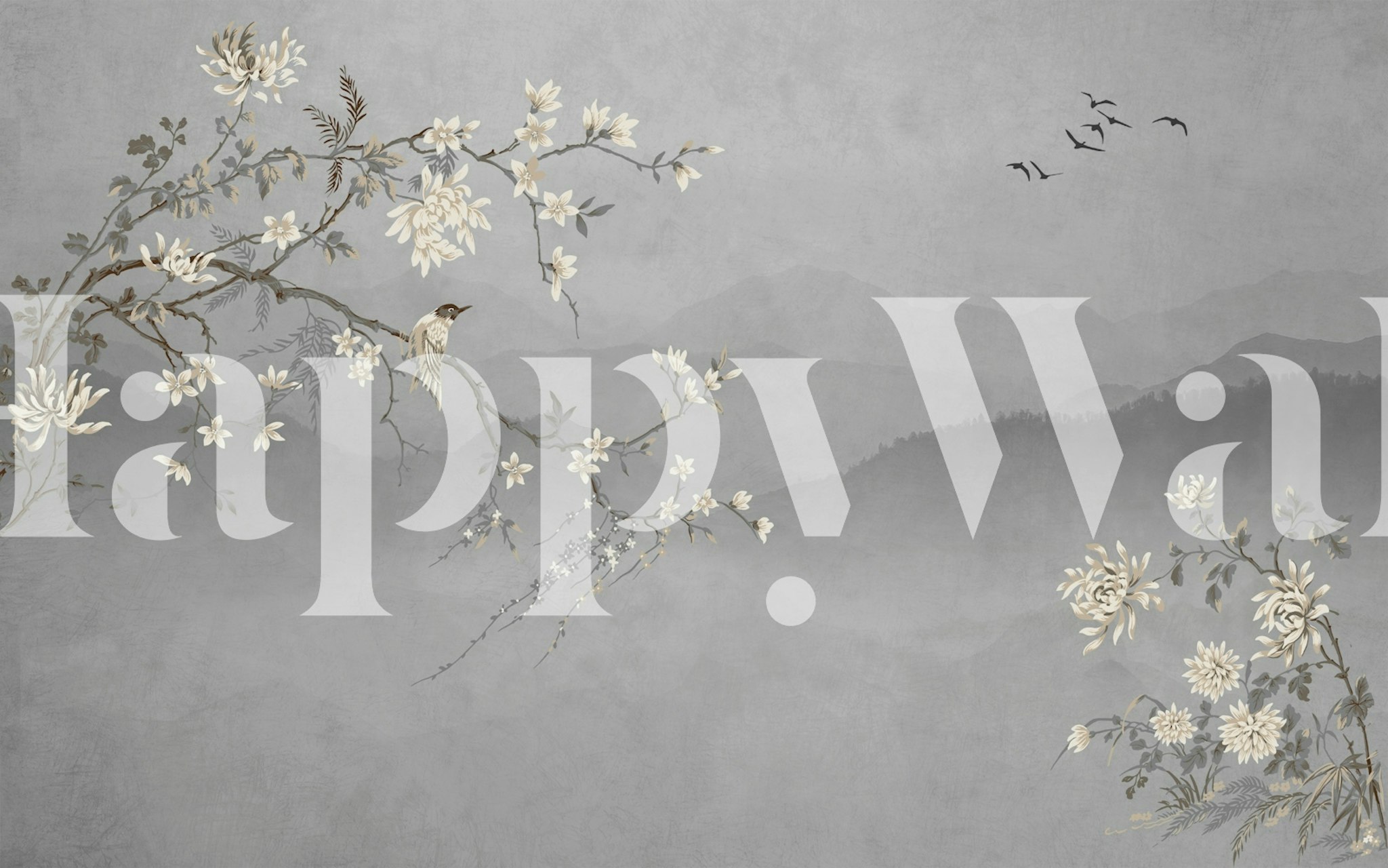 Tranquil Floral Vista wallpaper in a room