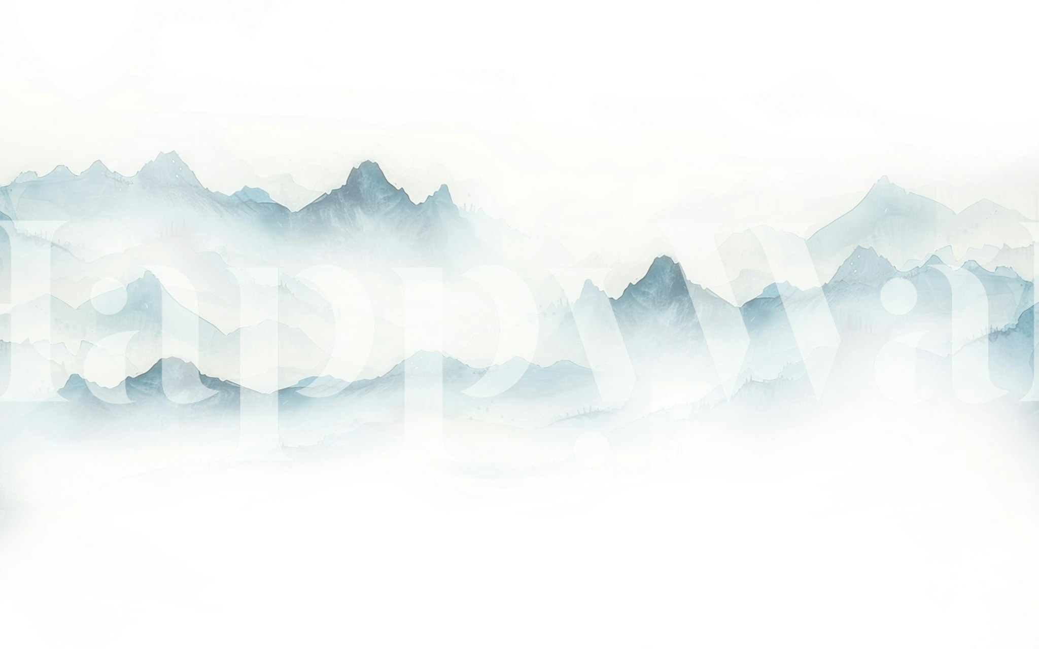 Tranquil blue mountains wallpaper in a room