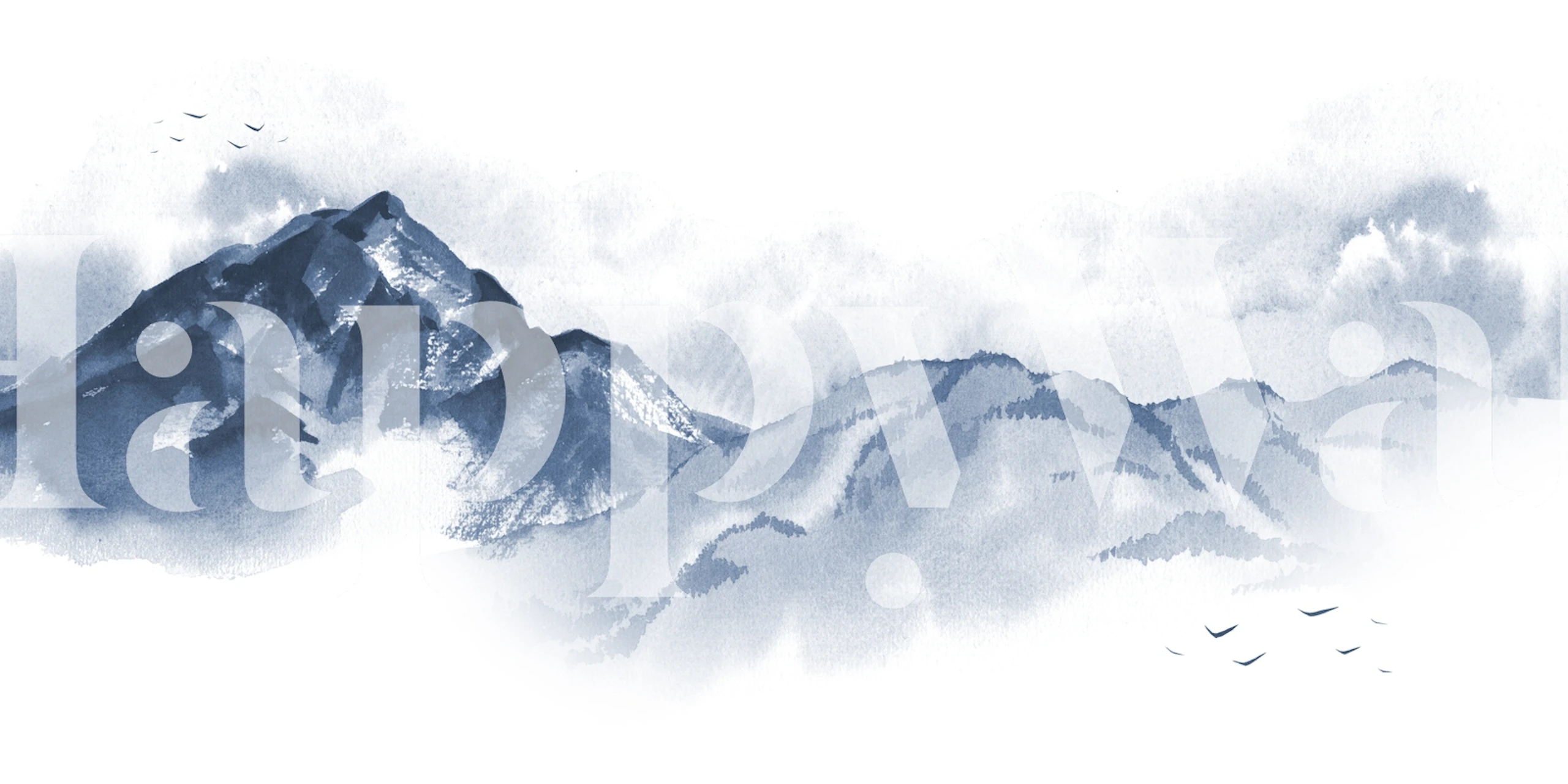 Tranquil mountain view wallpaper in a room