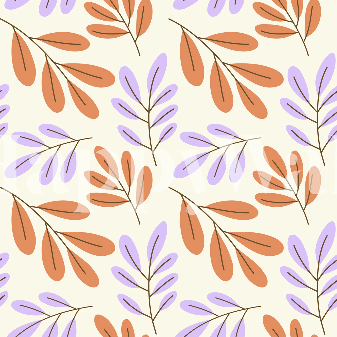 Minimal Cheerful Leaves wallpaper in a room