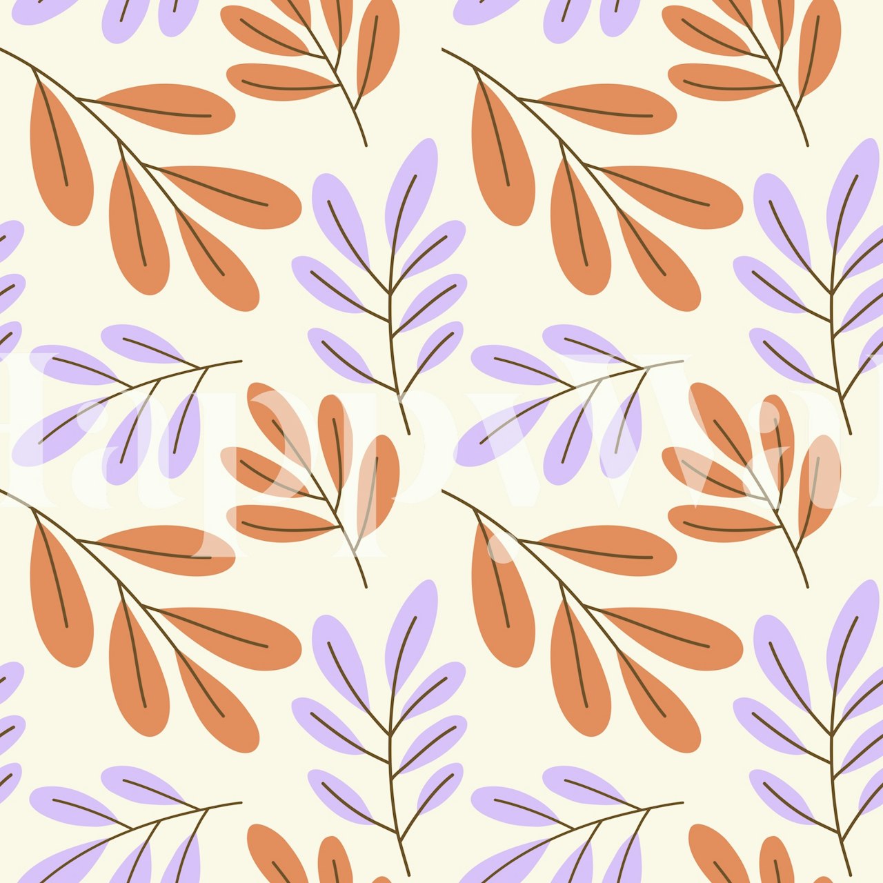 Minimal Cheerful Leaves wallpaper in a room