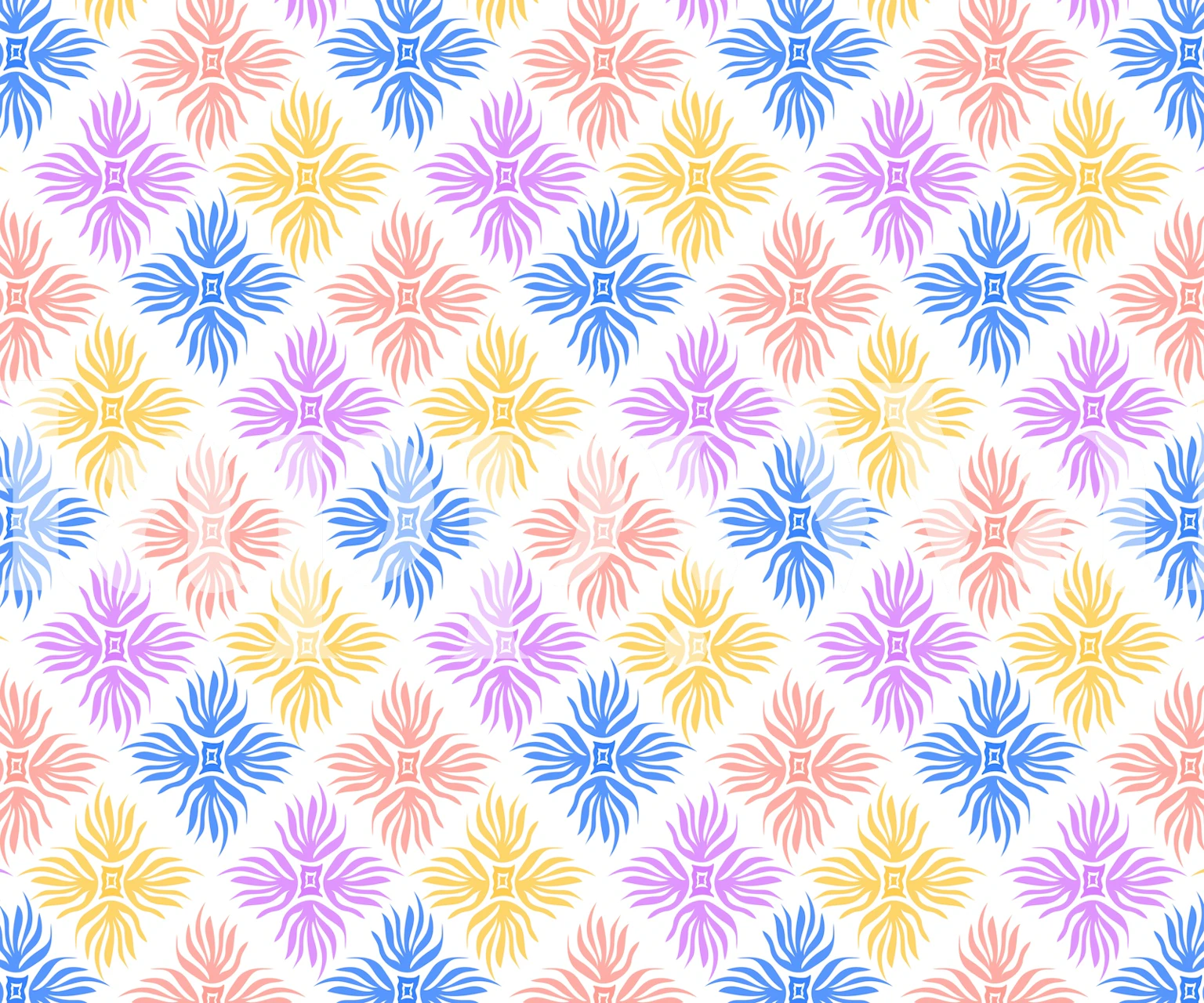 Playful pastel mandala blooms wallpaper design