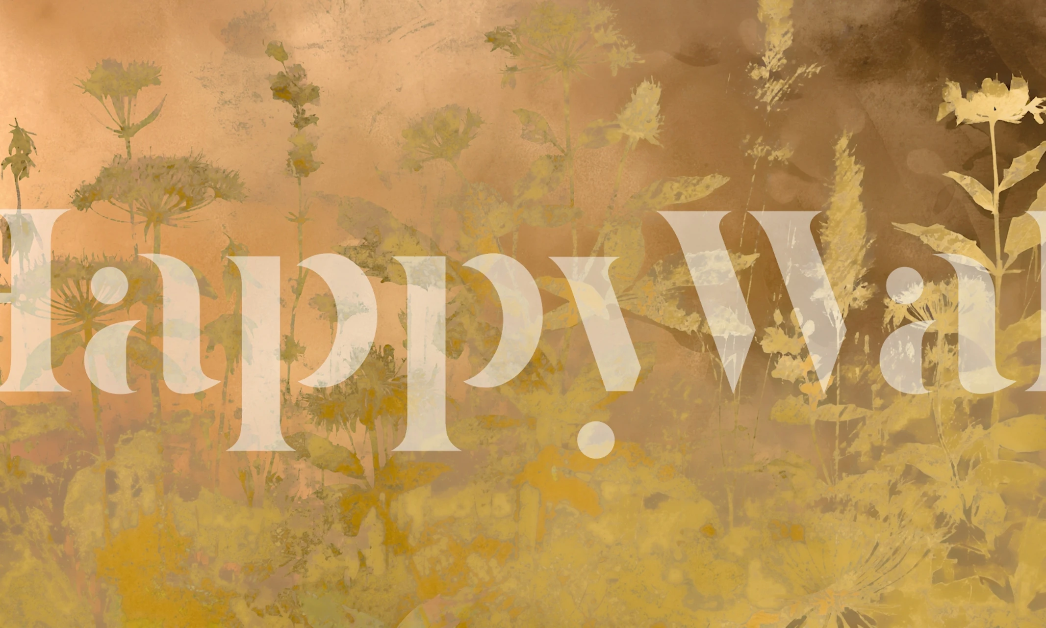 Golden Meadow Silhouettes behang in een kamer