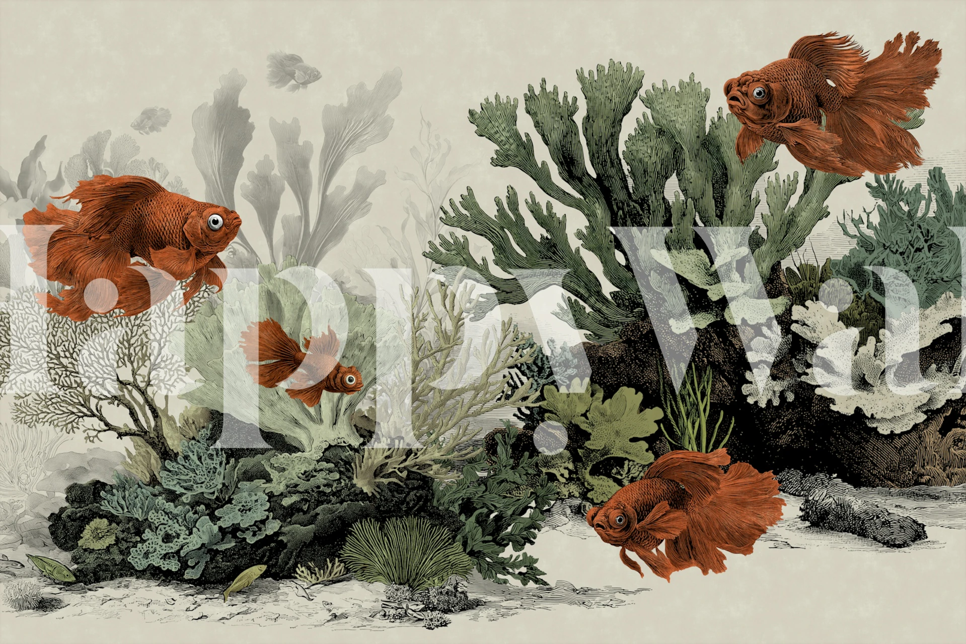 Aquarium Antique Paper wallpaper in a room