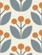 Minimalist Scandinavian Flowers - blue orange