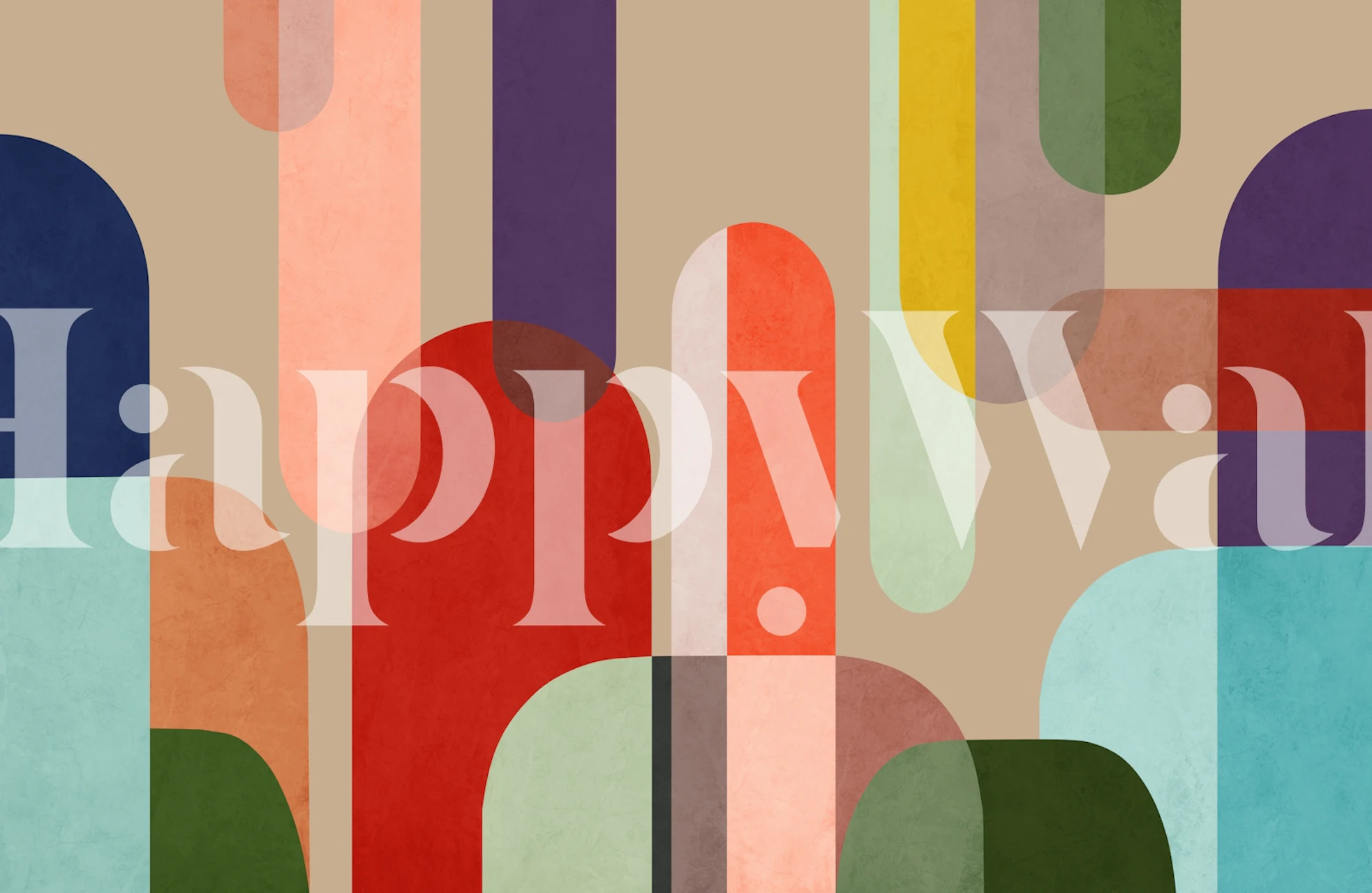 Modern Abstract Rounded Columns wallpaper in a room