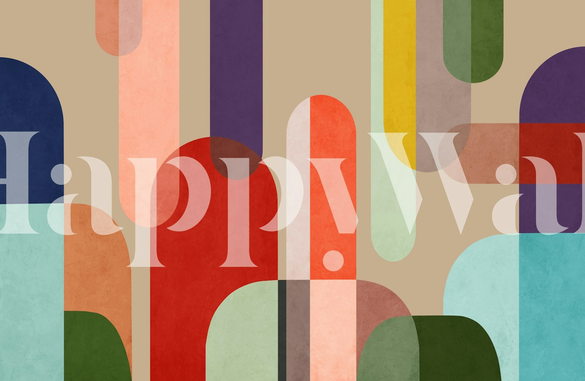 Modern Abstract Rounded Columns wallpaper in a room