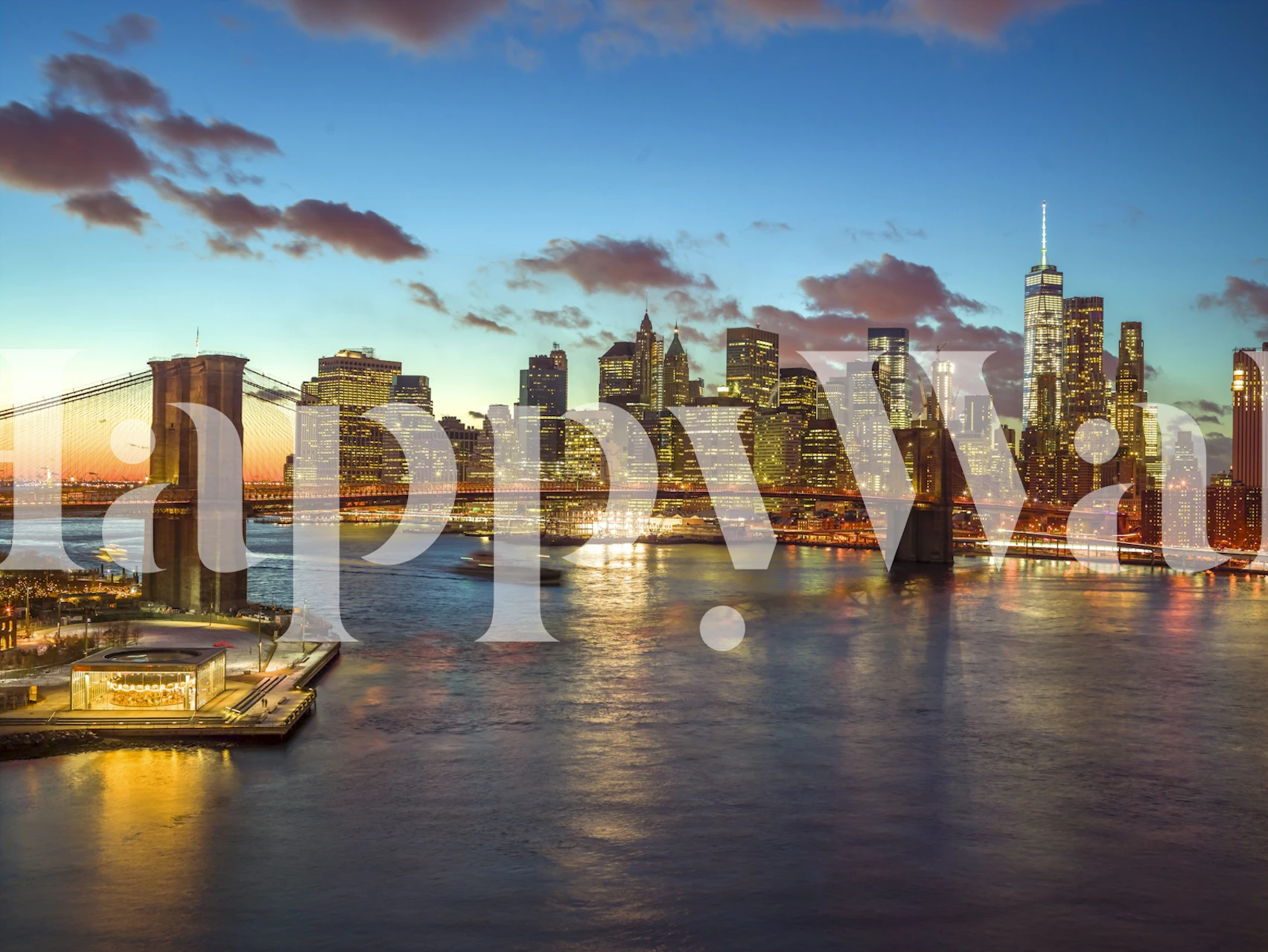 New York Skyline Blue Hour wallpaper in a room