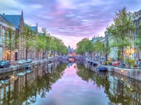 Amsterdam Canal Sunset Glow wallpaper