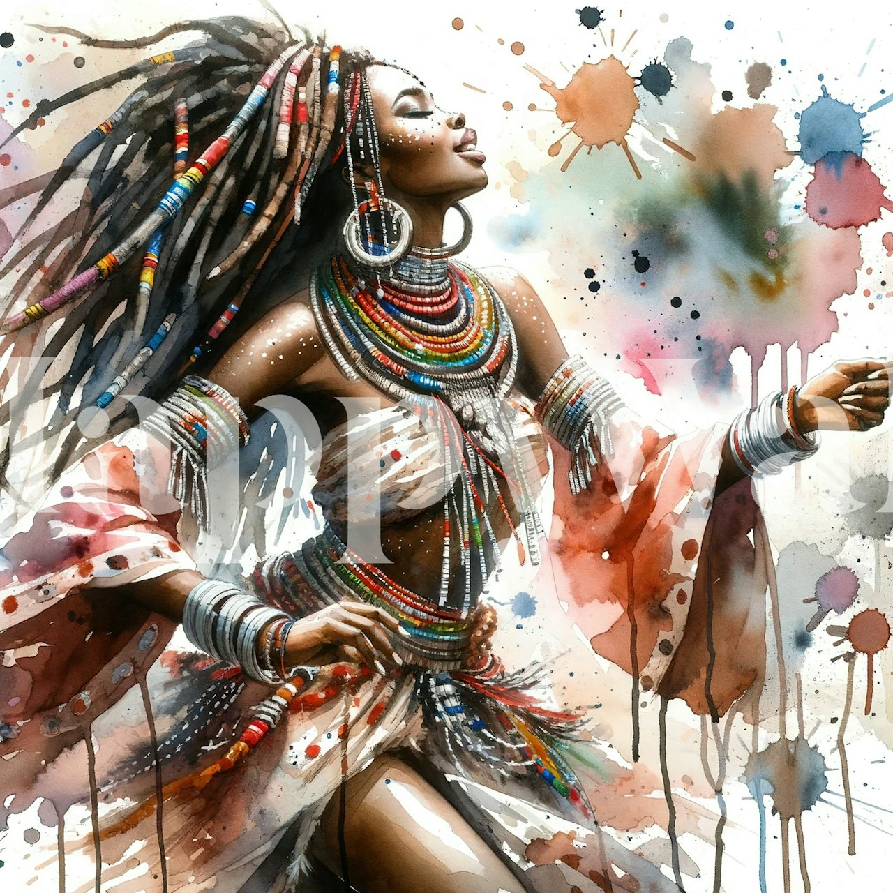 Skyward Beadwork Dancer Portrait wallpaper displayed