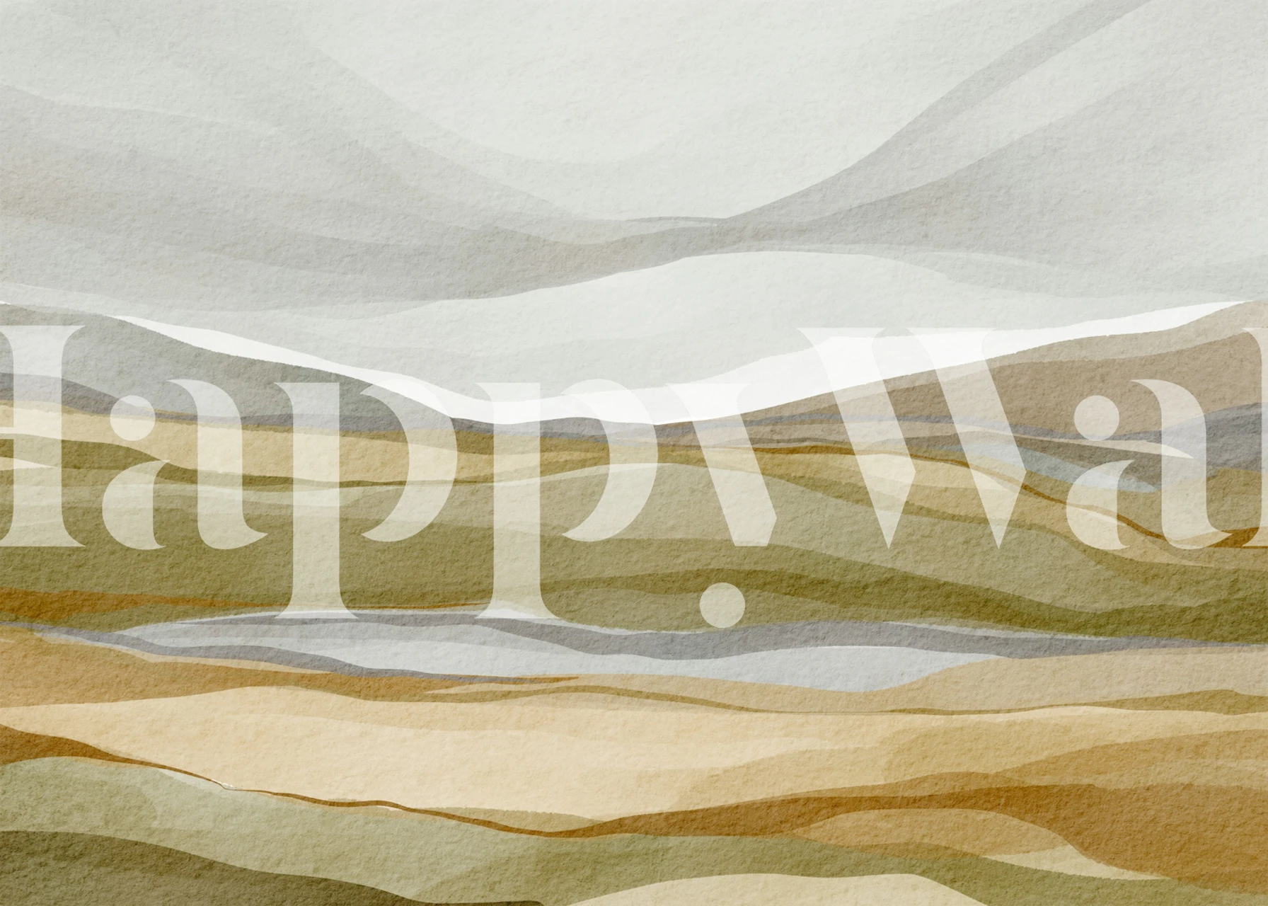 Soft Earthtone Landscape Layers wallpaper in a room