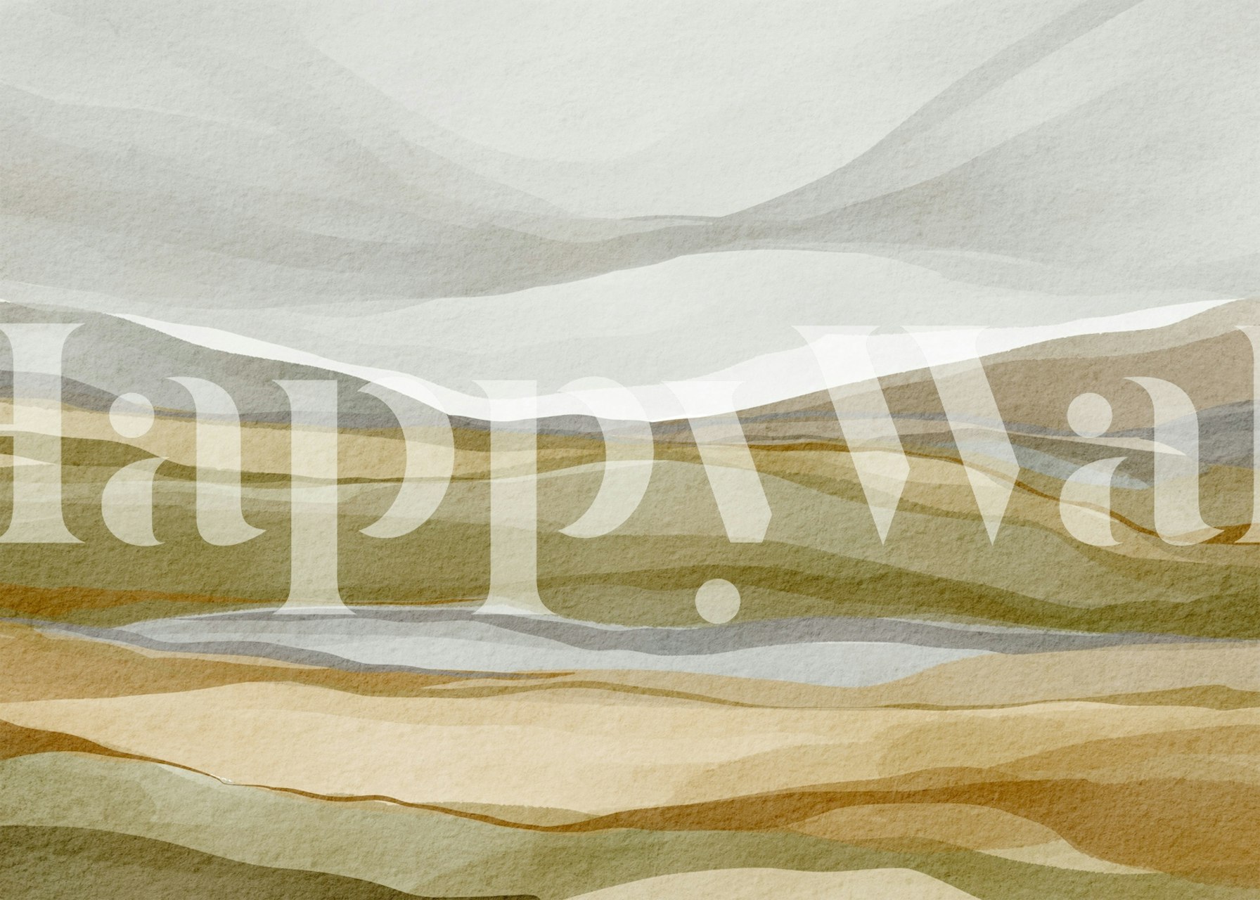 Soft Earthtone Landscape Layers wallpaper in a room