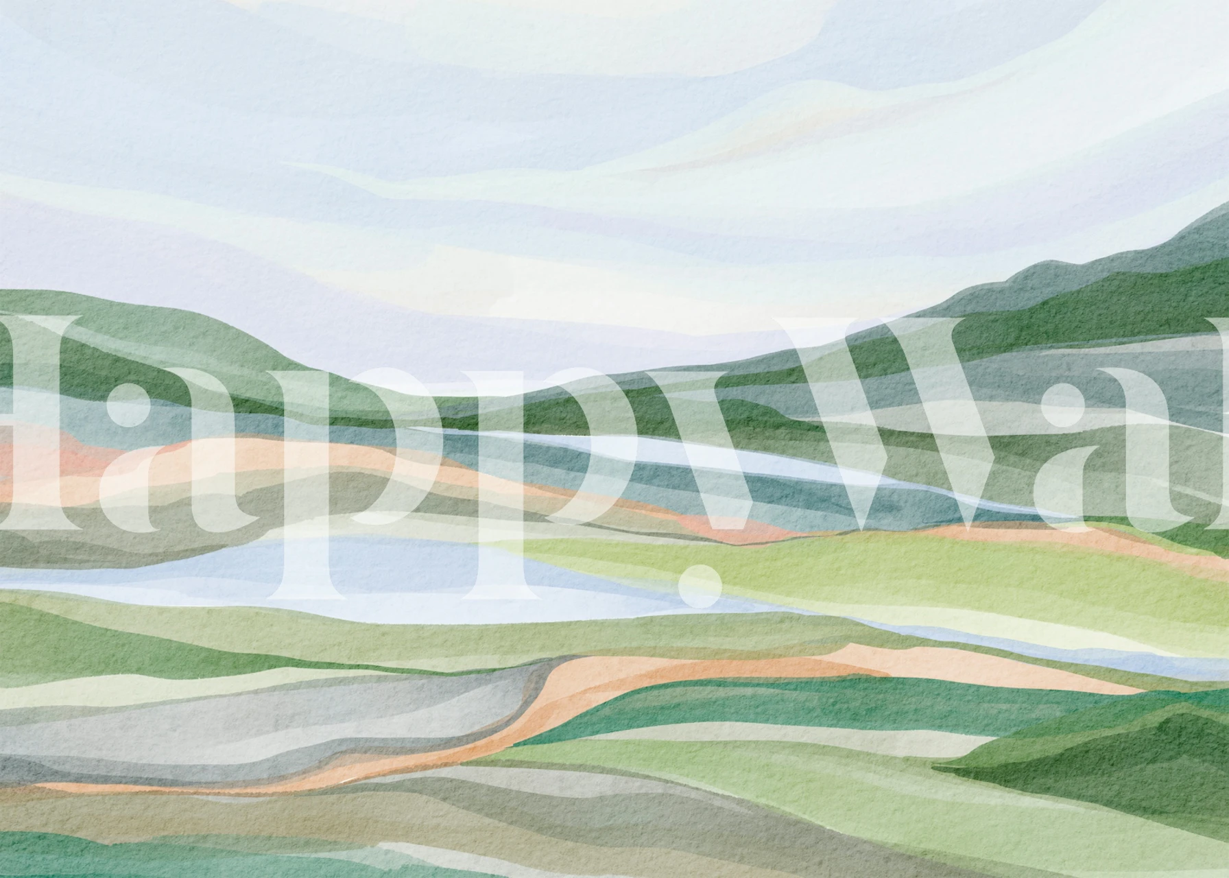 Dreamy Pastel Highlands wallpaper in a room