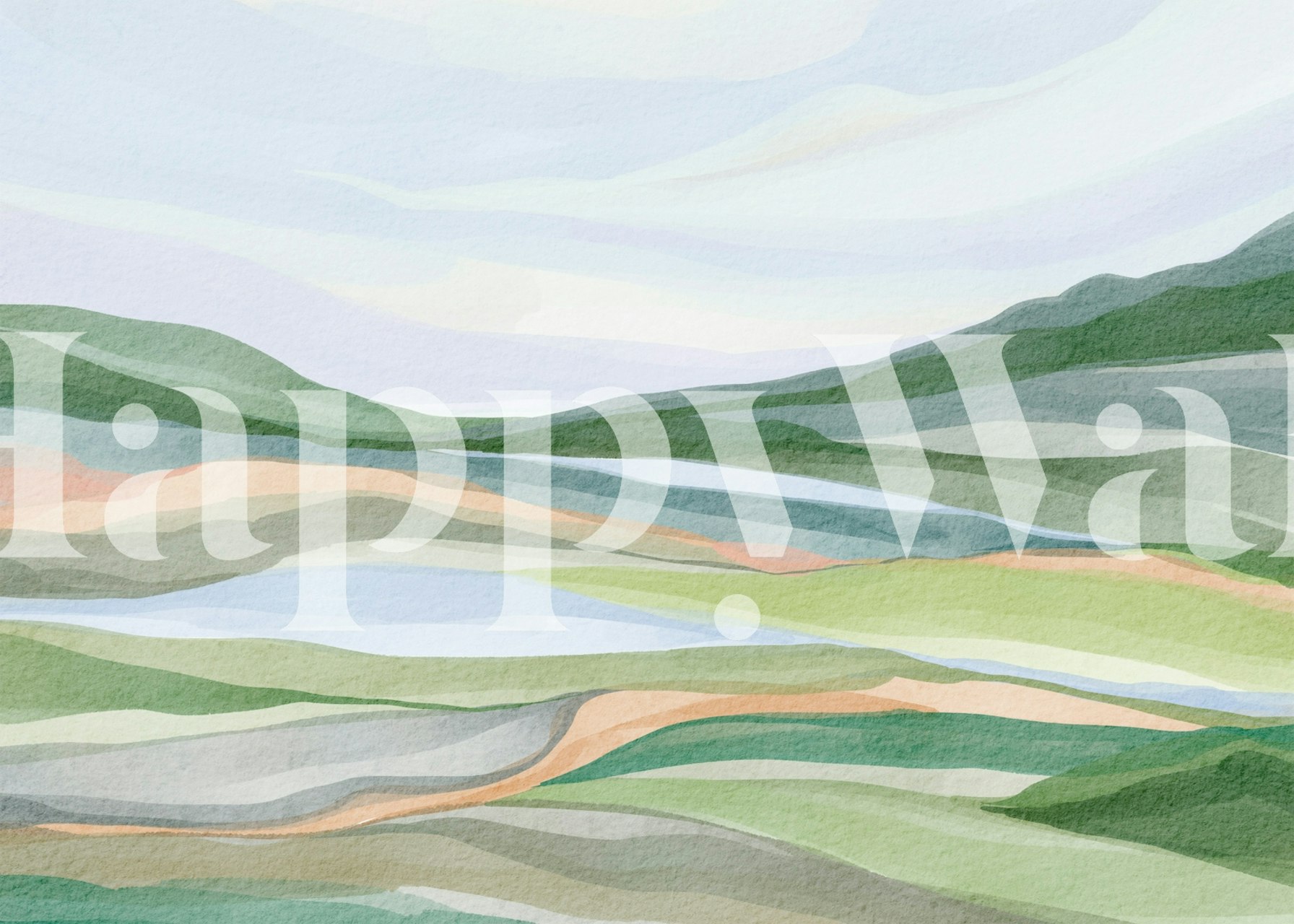 Dreamy Pastel Highlands wallpaper in a room