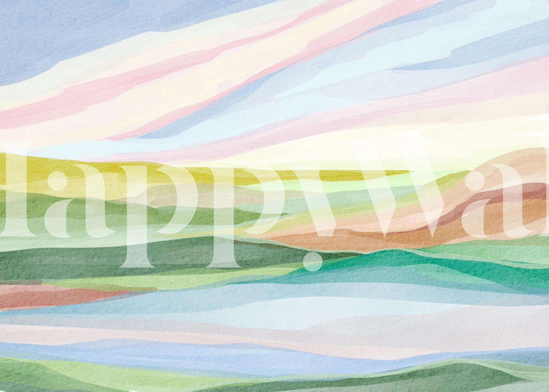 Dreamy Rolling Hills Pastels wallpaper in a room