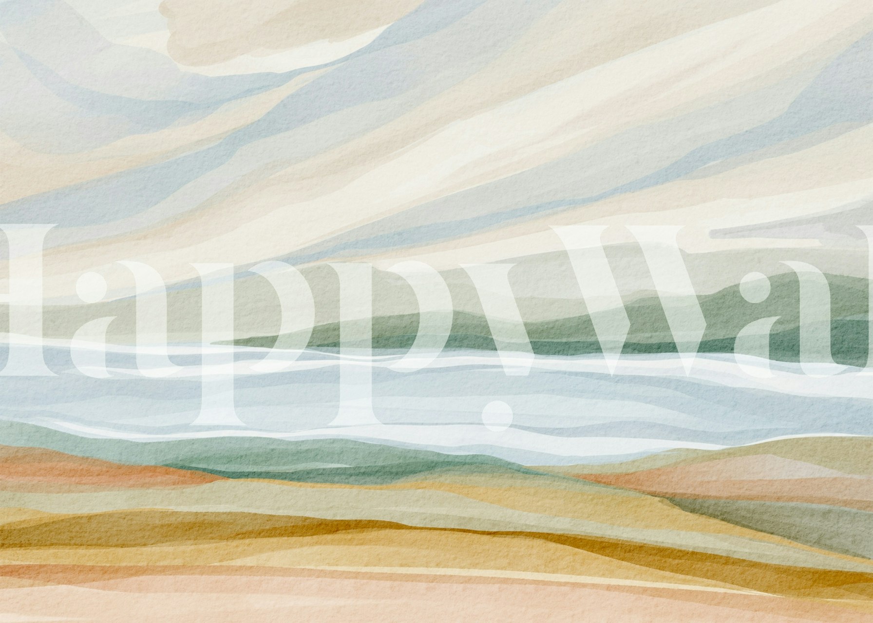 Calm Ocean Layers in Earth Tones wallpaper in room