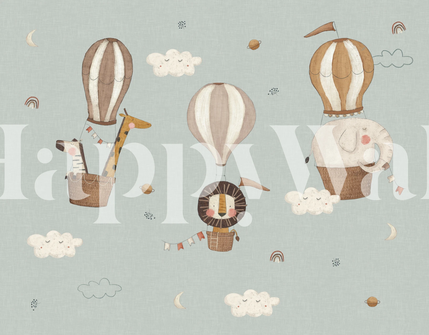 Nursery wallpaper with hot air balloons