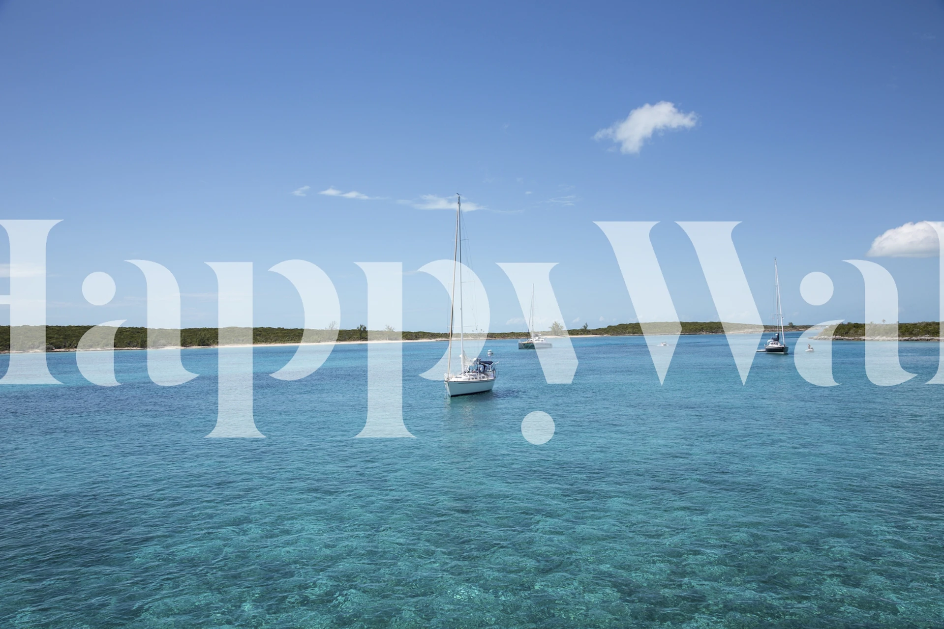 Bahamas sailboats wallpaper in a room