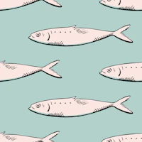 Coastal Sardines in Pippin Pink & Aquamarine wallpaper