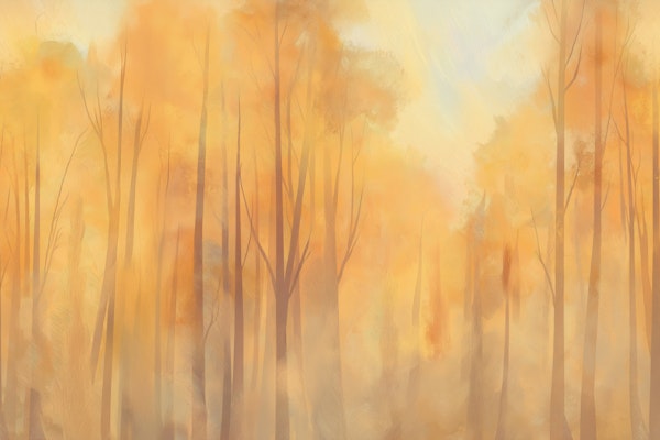Golden Misty Forest Mural