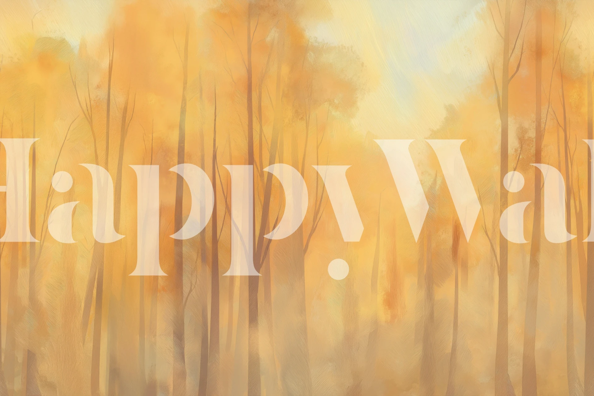 Golden Misty Forest Mural in a room setting