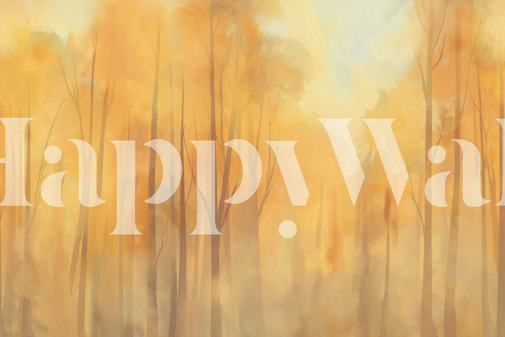 Golden Misty Forest Mural in a room setting