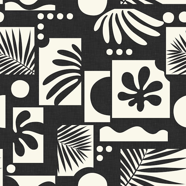Tropical Abstraction Mod Leaves Charcoal WP