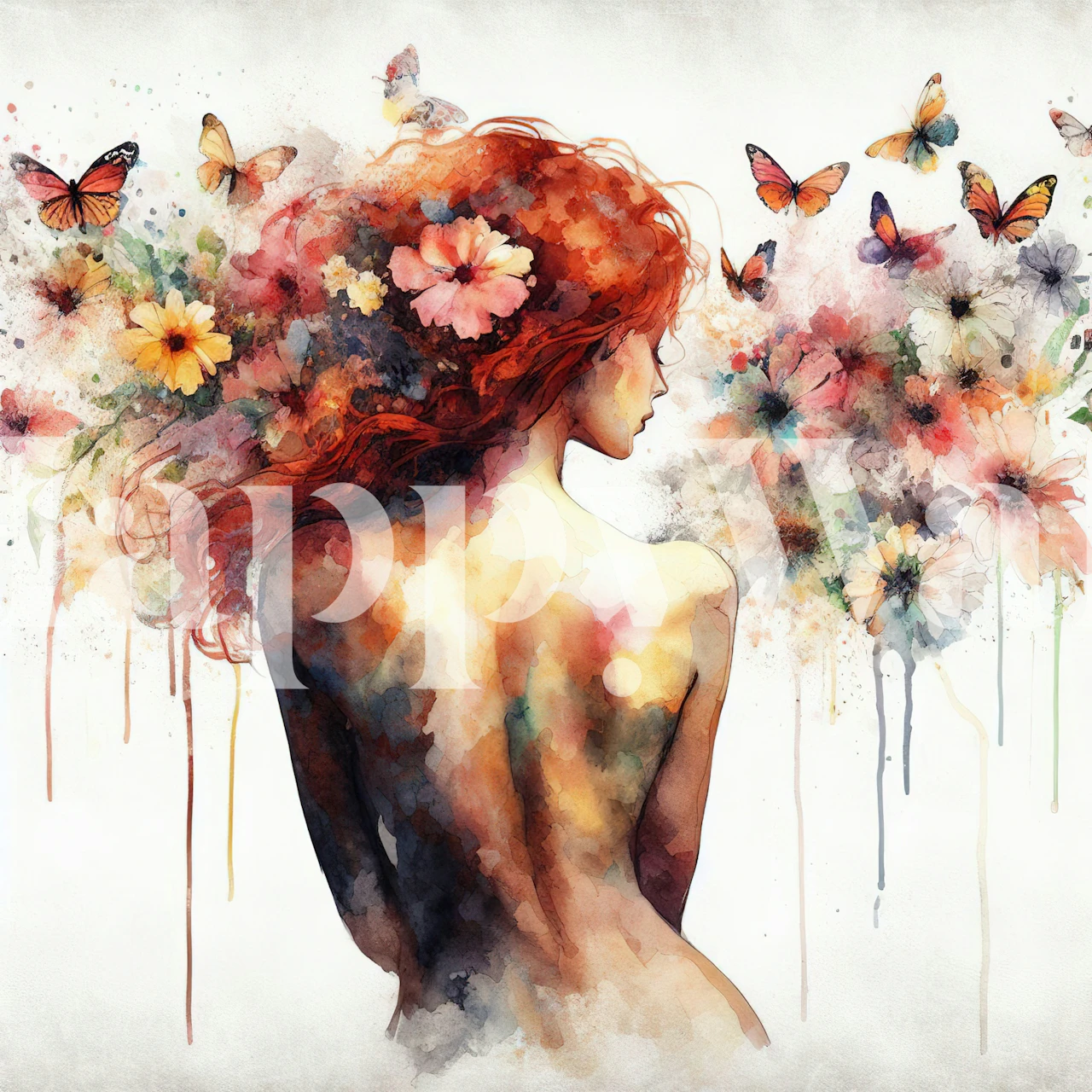 Butterfly profile wallpaper in a room