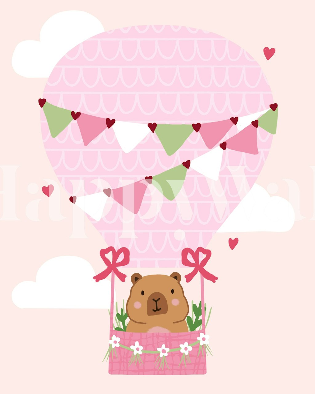 Capybara värikkäässä kuumailmapallossa tapetti