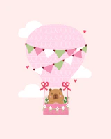 Capybara Air Balloon carta da parati