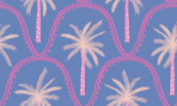 Neon Tropical Palm Tree pink on blue wallpaper