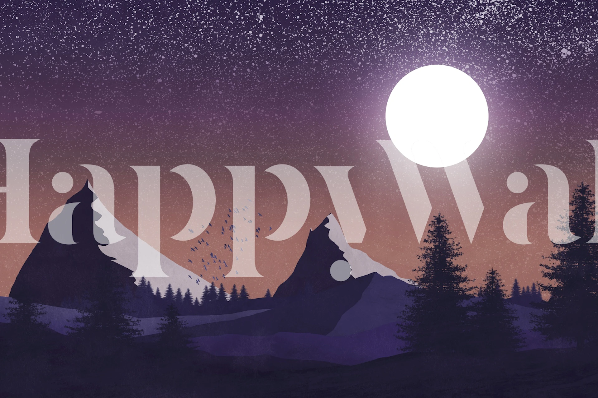 Midnight Summer Mountains wallpaper in a room