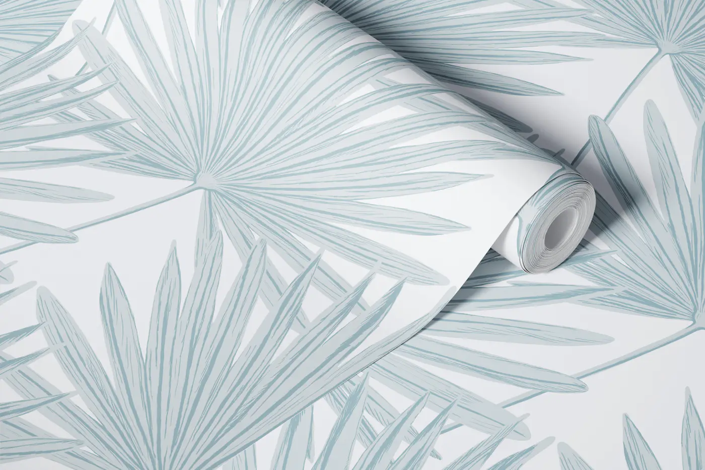 Palm Paradise - Scandi Blue wallpaper roll