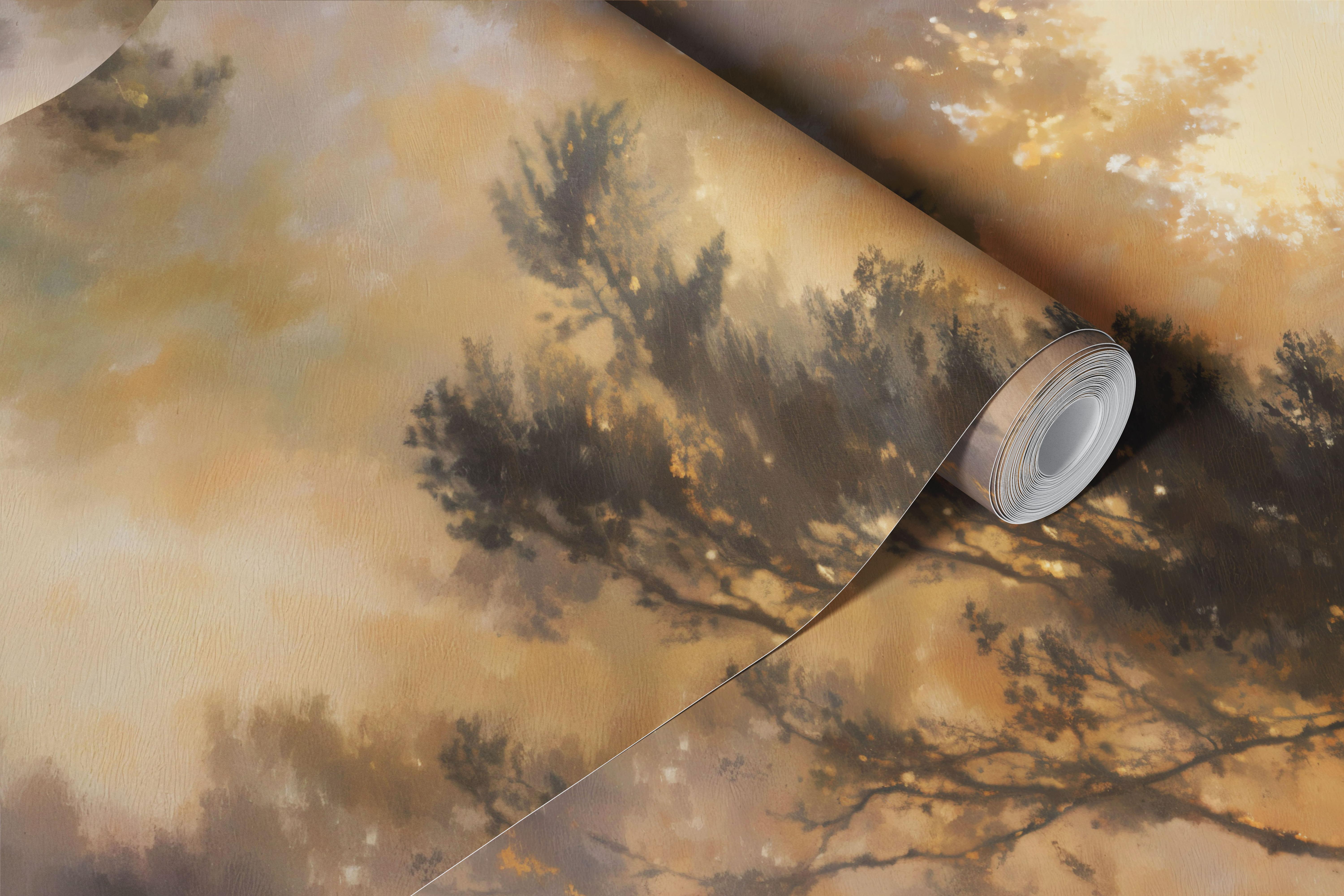 Papel de parede Peaceful Pine Forest em um quarto