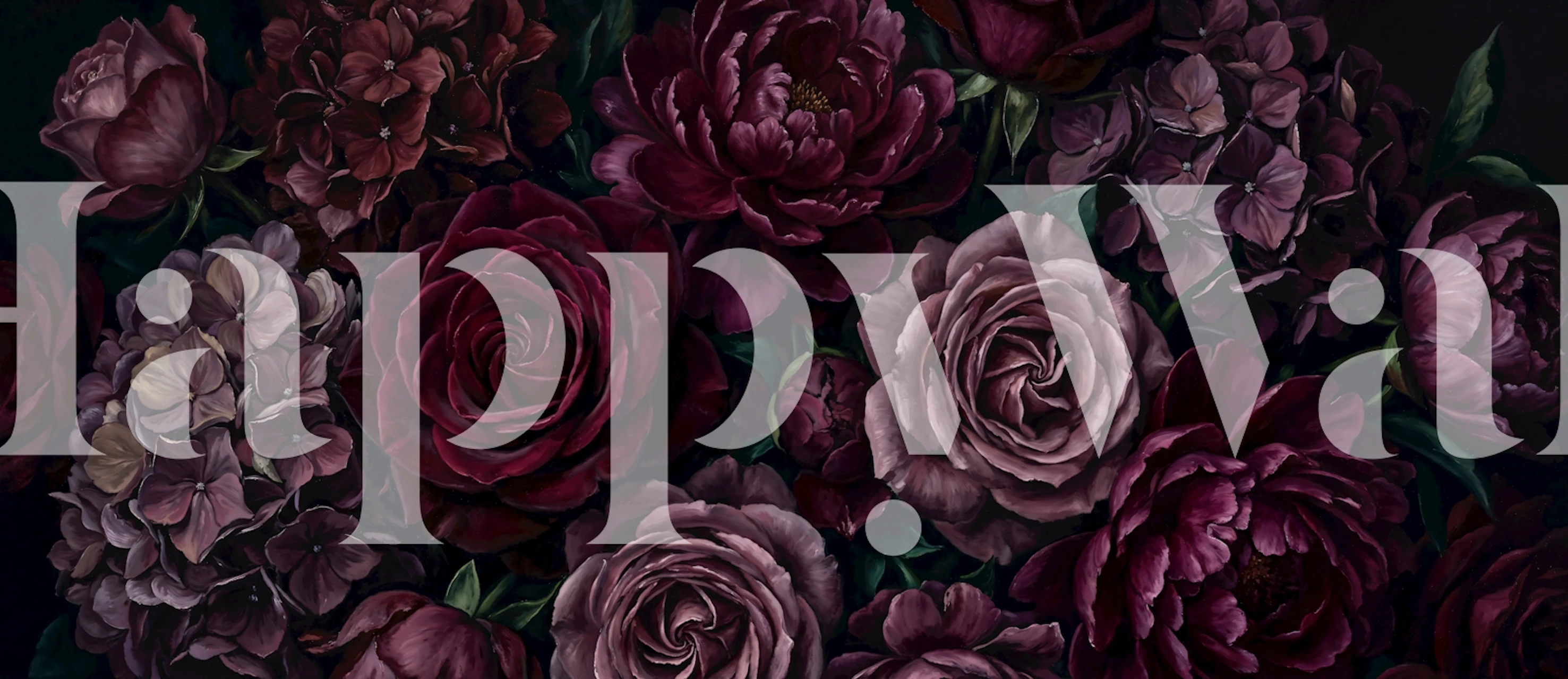 Moody burgundy rose garden wallpaper in a room
