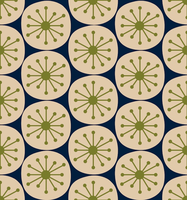 Mid Century Modern Atomic Dots Navy Olive