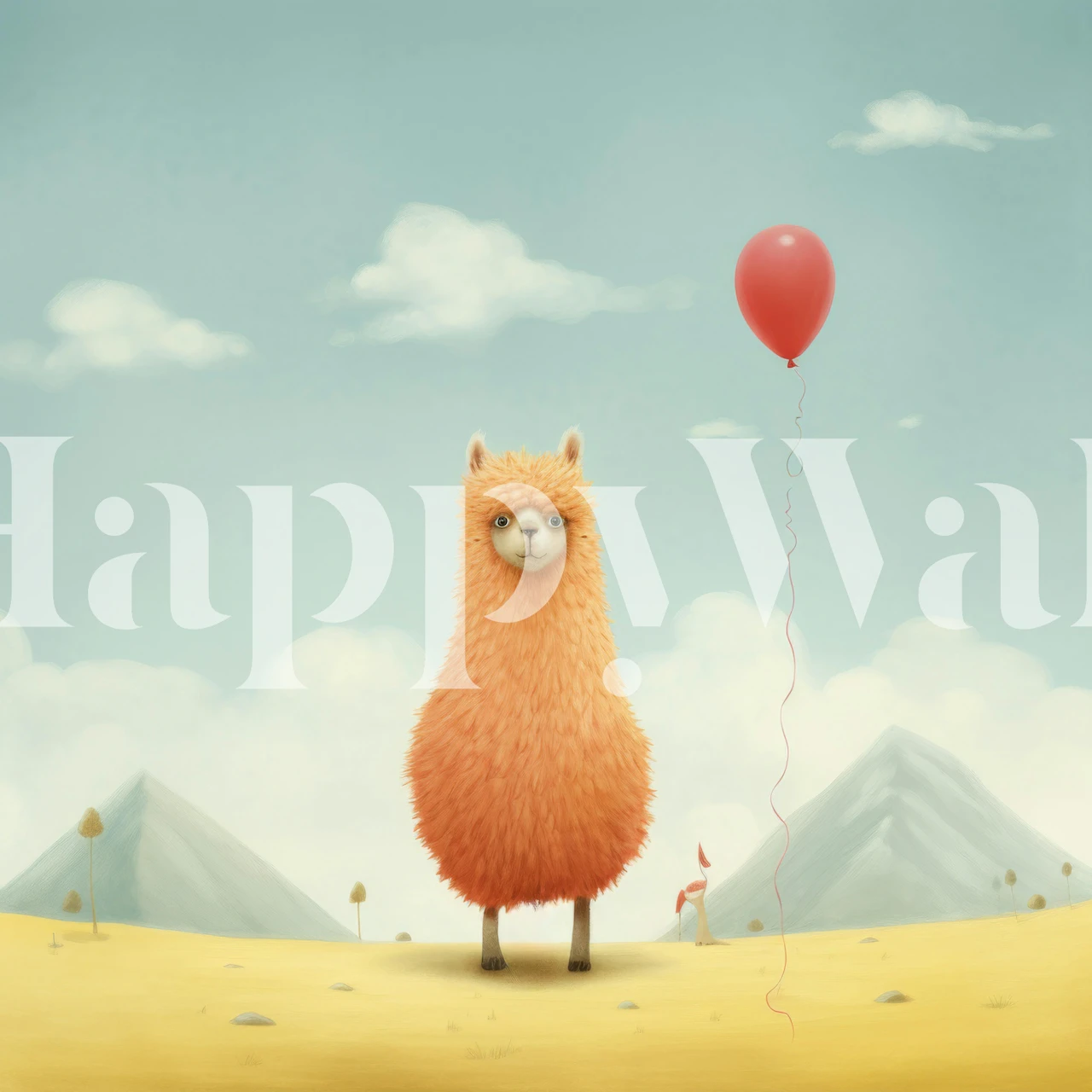Minimal Alpaca Balloon wallpaper in a room