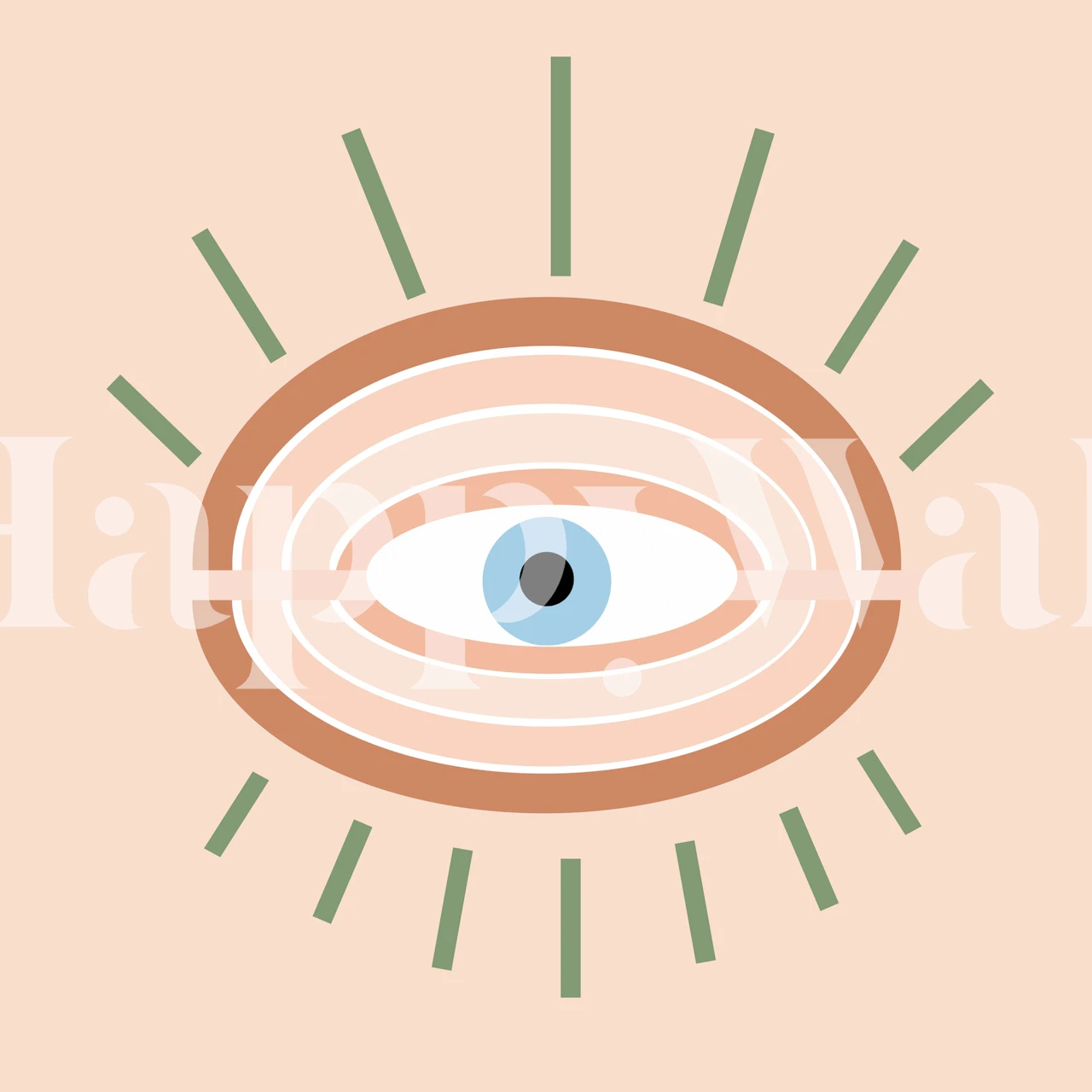 Retro Evil Eye design with earthy colors and abstract patterns wallpaper