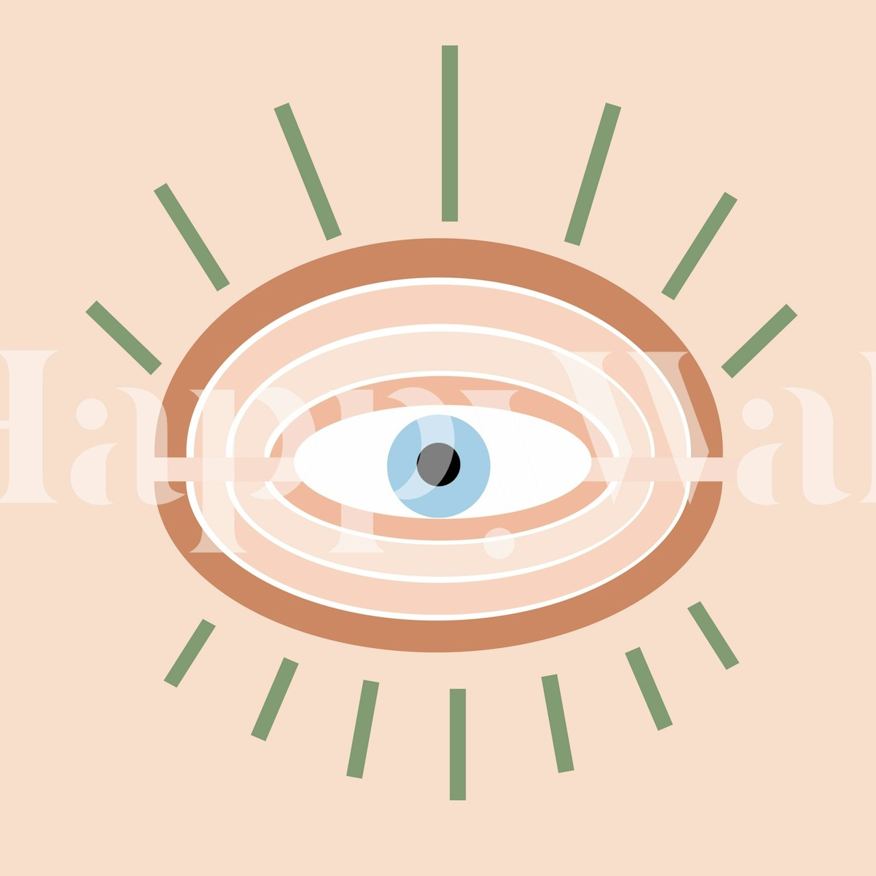 Retro Evil Eye design with earthy colors and abstract patterns wallpaper