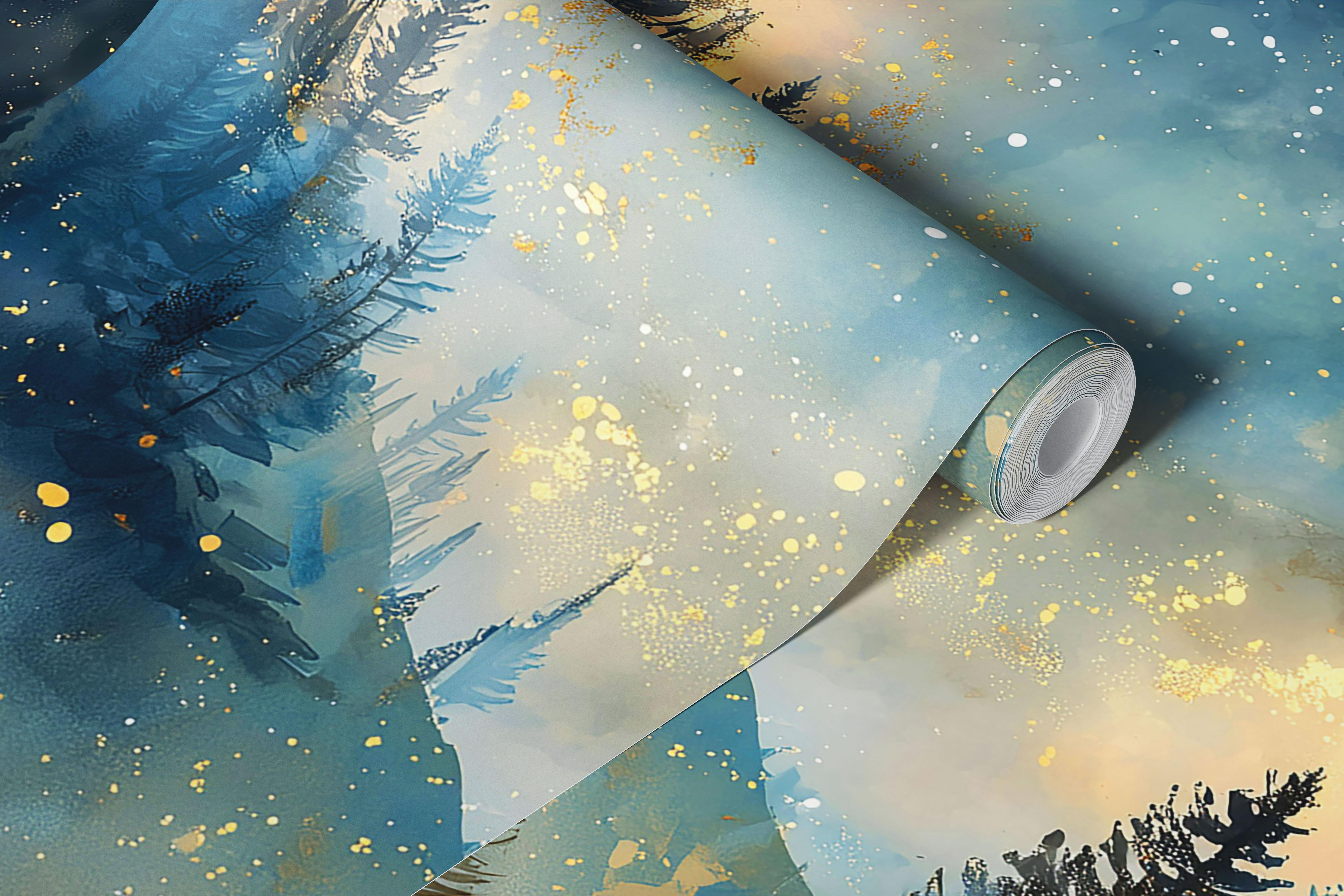 Starry Woodland Dreamscape wallpaper in room