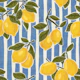 Mediterranean Lemons on Blue & White Stripes