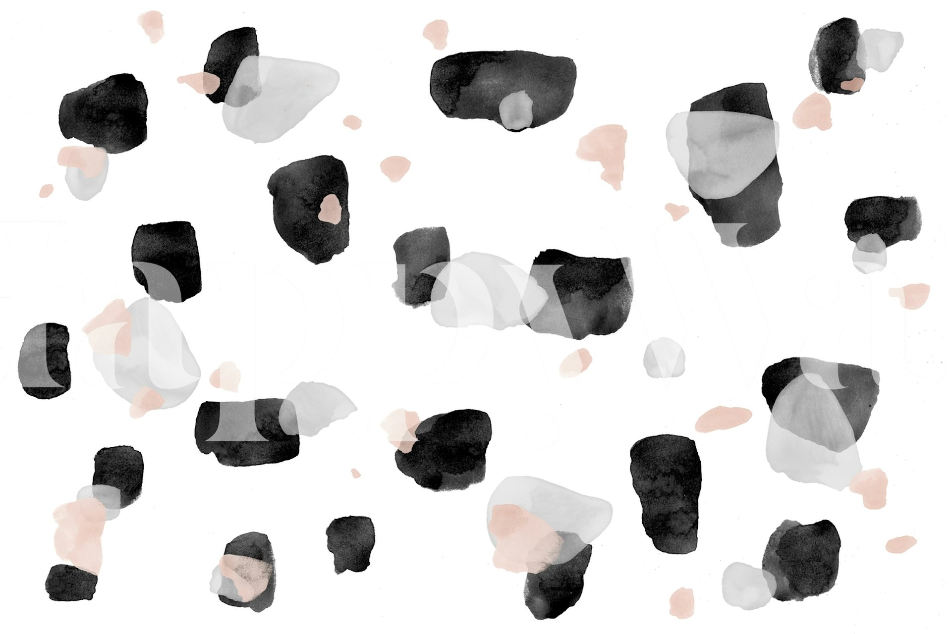 Black and pink abstract shapes on white background wallpaper