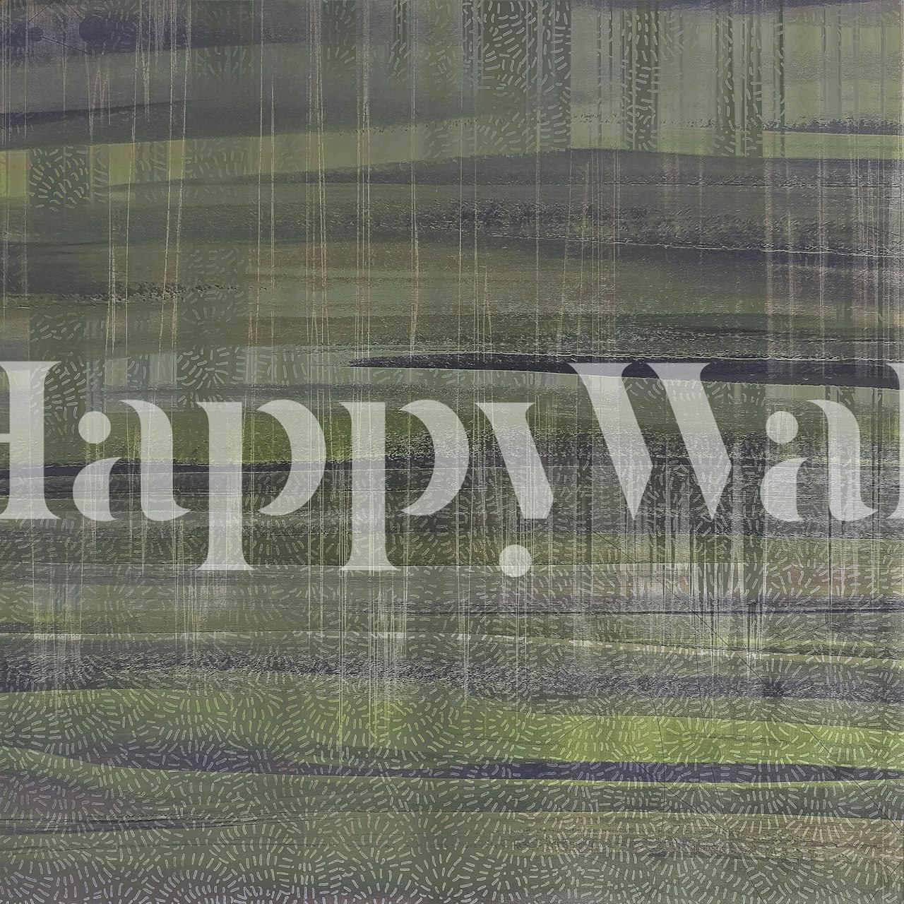 Moss and charcoal brush stripes wallpaper in a room