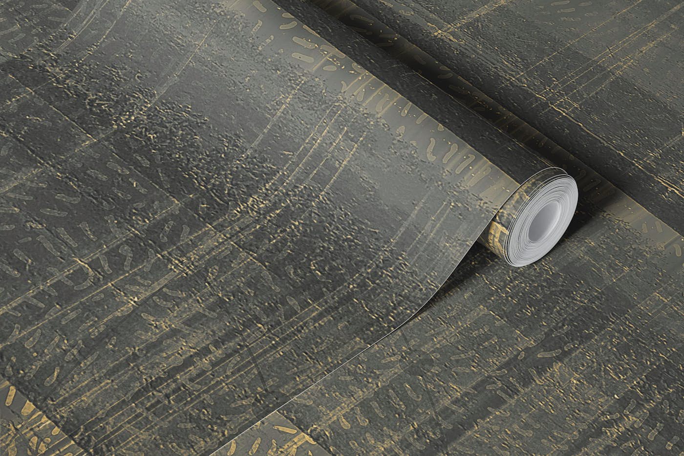 Modern Rustic Gray Gold Overlay wallpaper roll