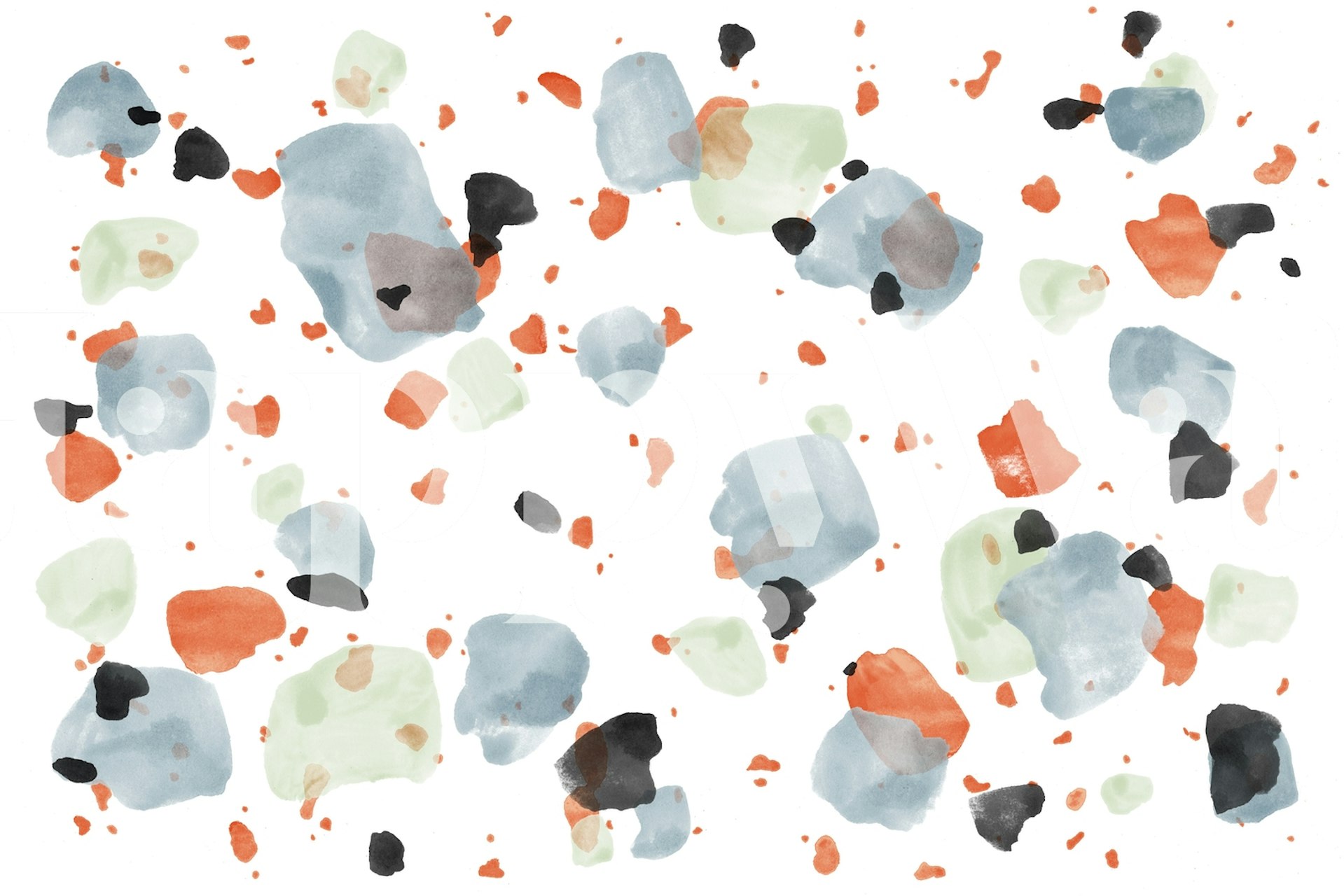 Modern abstract terrazzo pattern wall mural with geometric specks in pastel shades