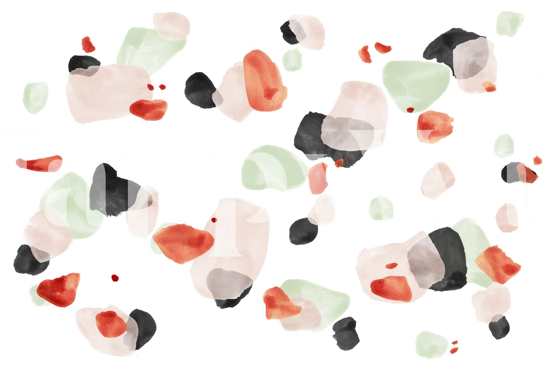 Abstraktní fototapeta Terrazzo 06 s rozptýlenými tvary v jemných barvách