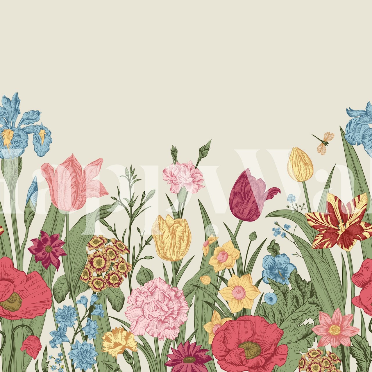 Bright Floral Celebration wallpaper in a room