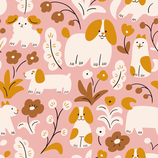 Cheerful Pups on Pink