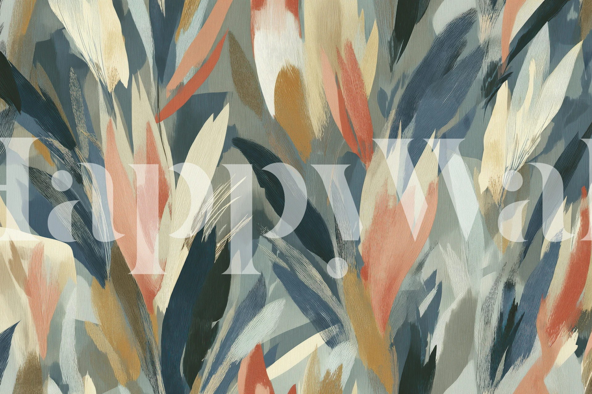 Expressive Abstract Brush Foliage Tapete