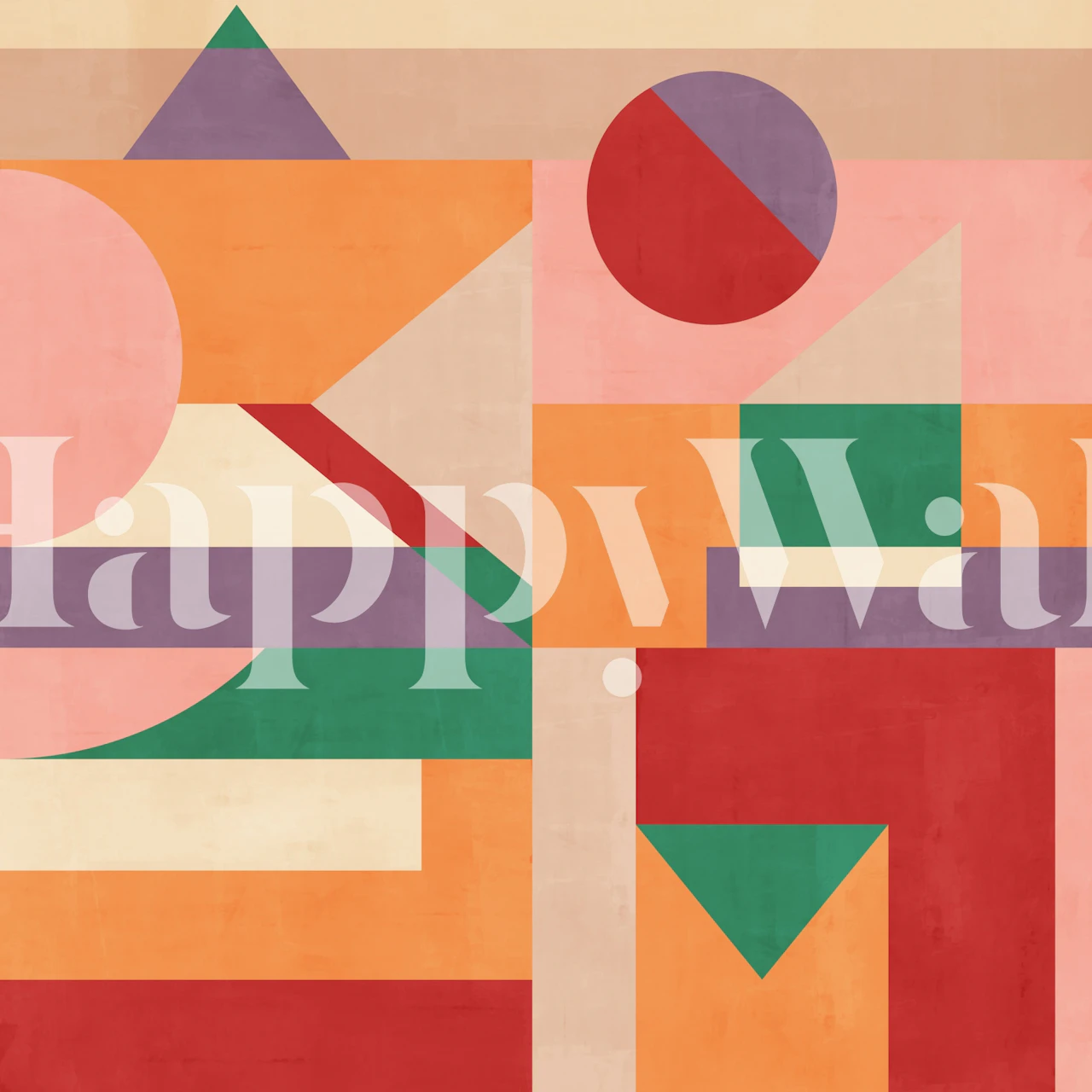 Modern geometric color fields wallpaper in a room